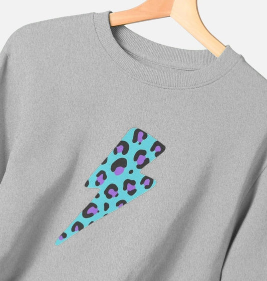Unisex Blue leopard print lightning bolt sweater Trend Tonic