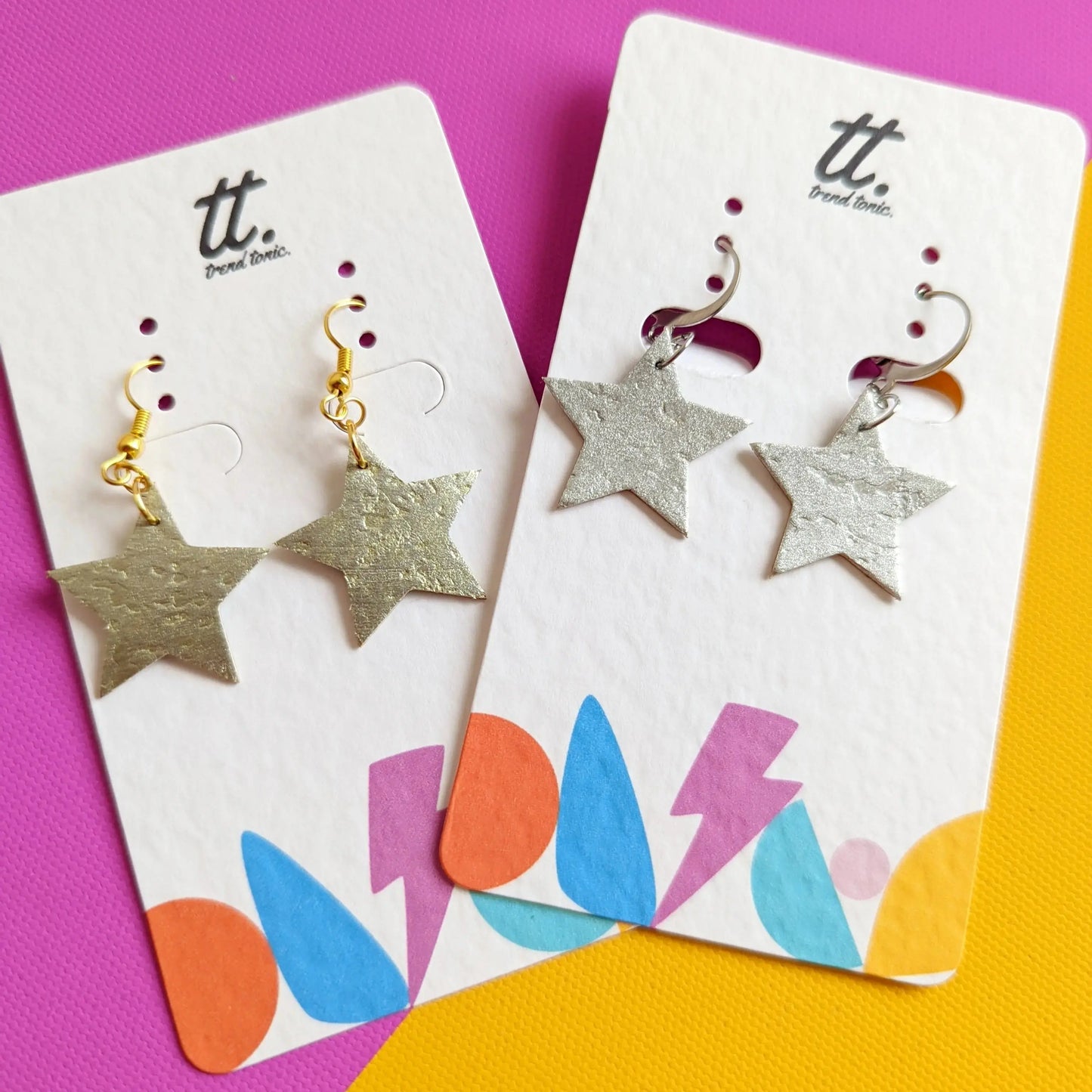 Mini gold cork star earrings - Trend Tonic 