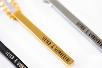 Custom Engraved Long Bar Necklace – 4 - Sided Personalisation - Trend Tonic