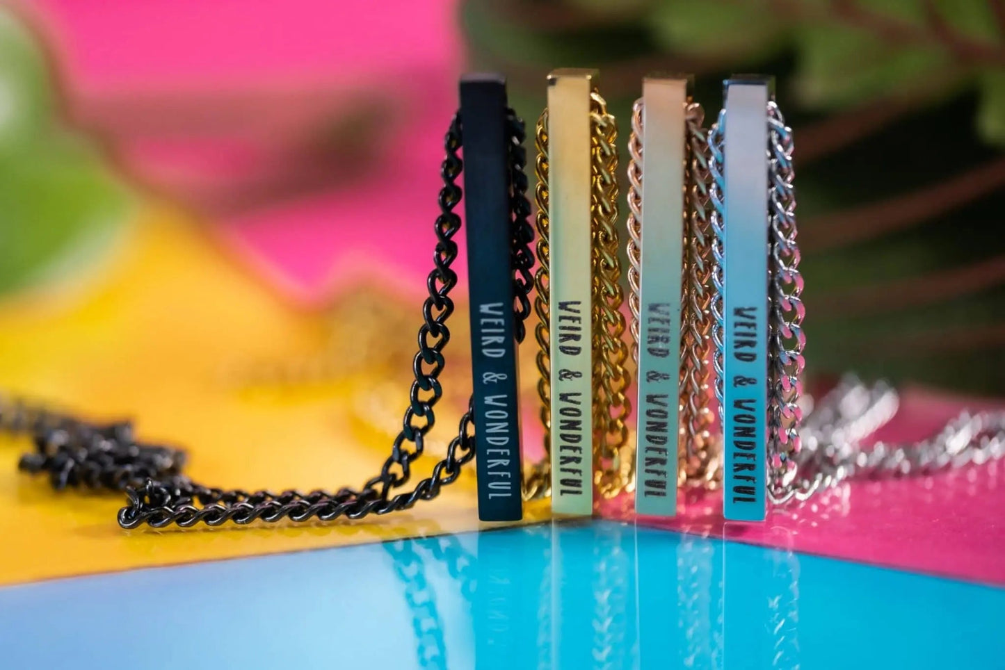 Custom Engraved Long Bar Necklace – 4 - Sided Personalisation - Trend Tonic