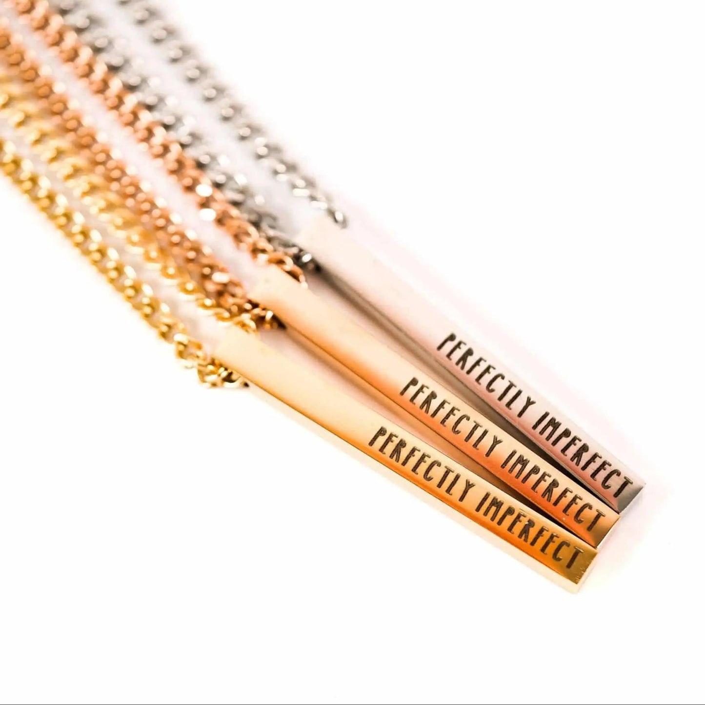 Custom Engraved Long Bar Necklace – 4 - Sided Personalisation - Trend Tonic